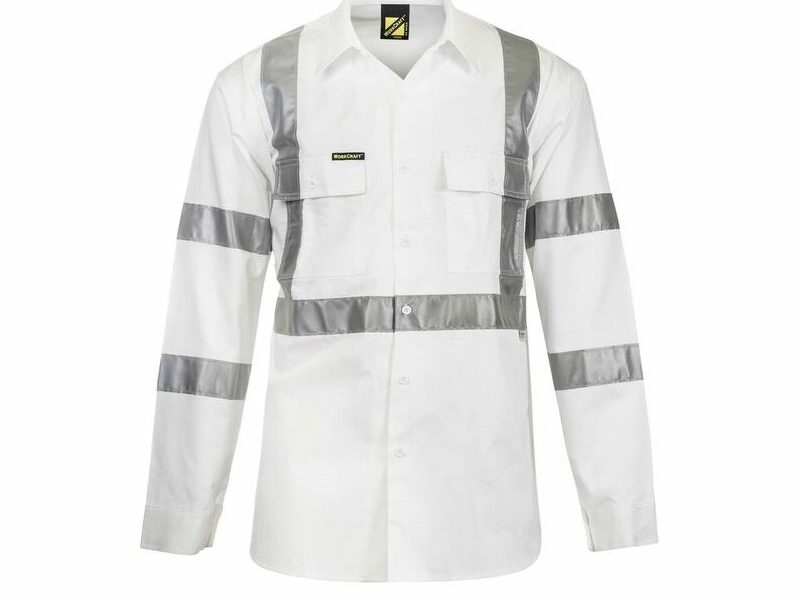 Hi Vis L/S Cotton Work Shirt With X Pattern & Bio-Motion Tape - Night Use Only