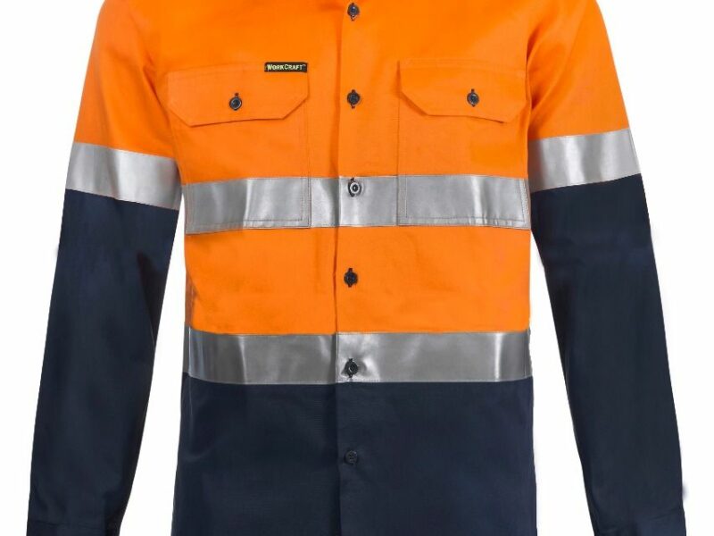 Hi Vis L/S Cotton Work Shirt With Reflective Tape