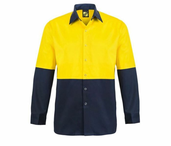 Hi Vis L/S Cotton Food Industry Work Shirt With Press Studs And No Pockets