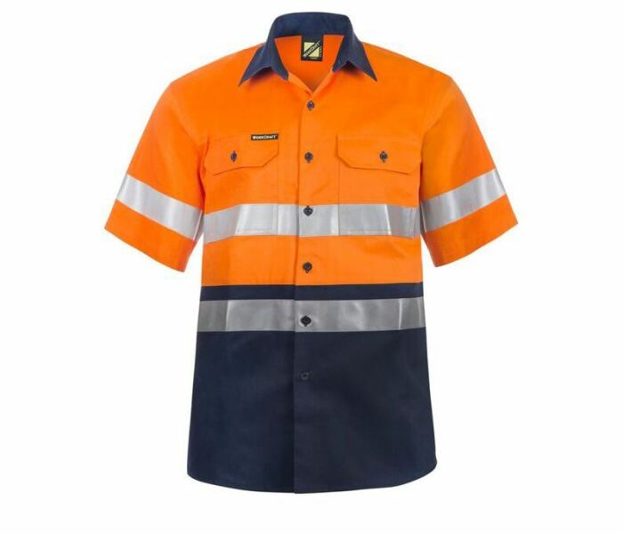 Hi Vis S/S Cotton Work Shirt With Reflective Tape