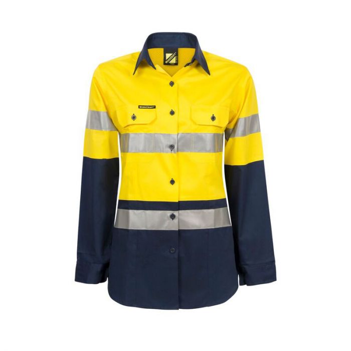 Hi-Vis L/S Cotton Work Shirt With Industrial Laundry Tape