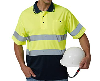 Hi Vis L/S Micromesh Polo With Pocket And Reflective Tape